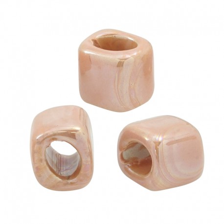 Cubo Passante per Cuoio Regaliz in Ceramica Smaltata 14mm (Ø 11x8mm)