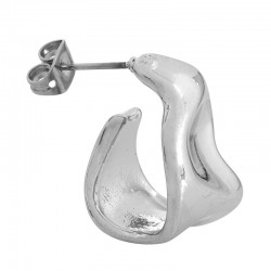 Brass Earring Irregular Hoop w/ Safetty Back 14x18mm