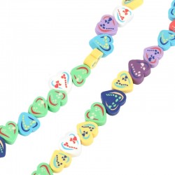 Polymer Clay Mosaic Slider Heart (~10mm) (Ø1.5mm) (~40pcs)