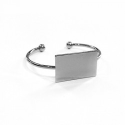 Pulsera de Metal Latón Ajustable 60x2mm con Base Rectangular 19x30mm