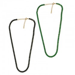 Stainless Steel 304 Necklace w/ Strass & Clasp 38x5cm/3.2mm