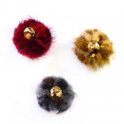 Fur Pom Pom Animal Print w/ Cap 15mm