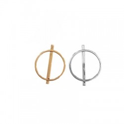 Brass Earring Round w/ Bar 15x20mm