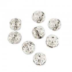 Perle Ronde en Métal avec Strass 8 mm Ø1 mm