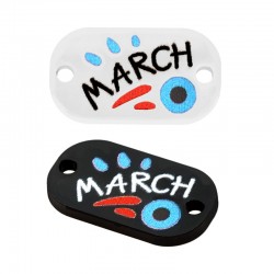 Plexi Acrylic Tag Connector "March" w/ Evil Eye 20x12mm