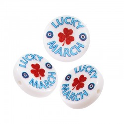 Acrylic Bead Round "Lucky March" 15x4mm (Ø2mm)