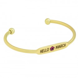 Brass Bracelet"Hello March" Flower w/ Evil Eye 65mm/3mm
