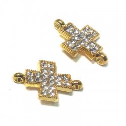 Rhinestone Cross 13x19mm W/ 2 Rings