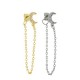Brass Earring Chain with Zircon Moon & Back Safety 10mm