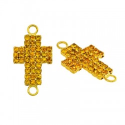 Croix avec Strass 16 x 28 mm avec 2 Anneaux