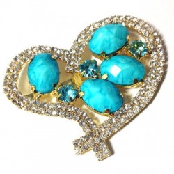 Cœur en Strass 50 x 48 mm avec clou