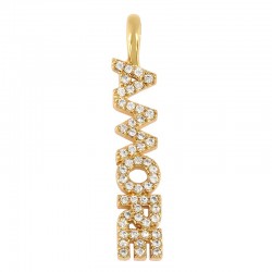 Pendentif en Laiton et Zircon « Amore » 29 x 5 mm