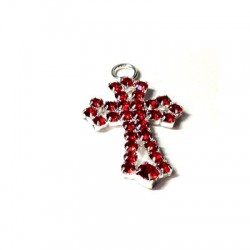 Colgante de Metal Cruz con Strass y Anillito 16x27mm