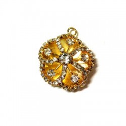 Colgante de Metal Flor con Strass 31x27mm