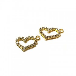 Ciondolo in Metallo Cuore con Strass e Anellino 12x17mm