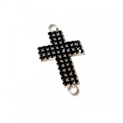 Cross with Strass 20x35mm w/2 Rings