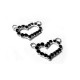 Heart with Strass 12x17mm w/2 Rings
