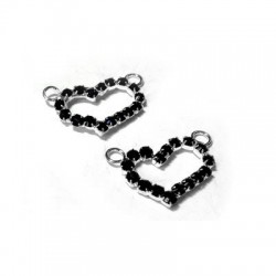 Heart with Strass 12x17mm w/2 Rings