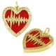 Brass Charm Heart w/ Heartbeat Zircon & Shell Base 18x19mm