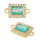 Connecteur en Laiton Zircon Rectangulaire et Pierre Opale 8 x 10 mm