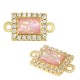 Connettore in Ottone con Zirconi Rettangolari e Pietra Opale 8X10 mm