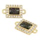 Zircon Brass Connector Rectangular & Opal Stone 8x10mm
