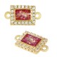 Zircon Brass Connector Rectangular & Opal Stone 8x10mm