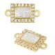 Connecteur en Laiton Zircon Rectangulaire et Pierre Opale 8 x 10 mm