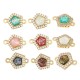 Zircon Brass Connector Pentagon & Opal Stone 10mm