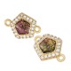 Zircon Brass Connector Pentagon & Opal Stone 10mm