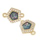 Zircon Brass Connector Pentagon & Opal Stone 10mm