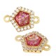Zircon Brass Connector Pentagon & Opal Stone 10mm