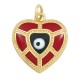 Ciondolo in Ottone Smaltato a Forma di Cuore con Occhio Malvagio 17X18 mm