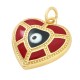 Brass Charm Heart w/ Evil Eye & Enamel 17x18mm