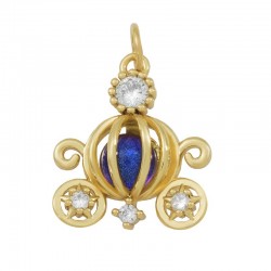 Brass Charm Carriage w/ Zircon 16x18mm