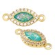 Connettore in Ottone con Zircone Ovale e Pietra Opale 7X13 mm