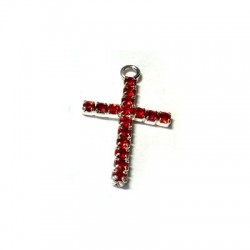 Colgante de Metal Cruz con Strass y Anillito 15.5x27mm