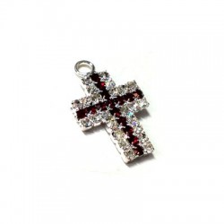 Colgante de Metal Cruz con Strass y Anillito 15x24mm