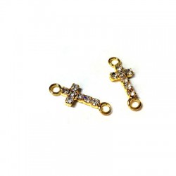 Cross with Strass 7x15.5mm w/2 Rings