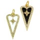 Ciondolo a Cuore in Ottone Smaltato con Zircone 11X22 mm