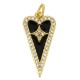 Charm cœur en Laiton Émaillé avec Zircon 11 x 22 mm