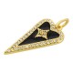 Ciondolo a Cuore in Ottone Smaltato con Zircone 11X22 mm
