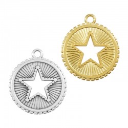 Zamak Pendant Round Star 25mm