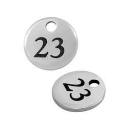 Stainless Steel 304 Lucky Charm Round "23" 8mm/0.8mm