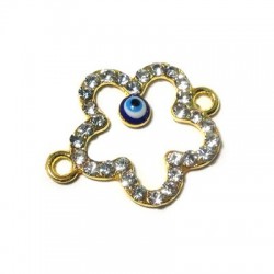 Connettore in Zama Fiore e  Occhio con Strass 17x22mm