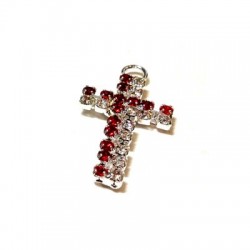 Colgante de Metal Cruz con Strass y Anillito 15.5x27.5mm