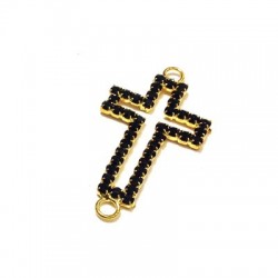 Conector de Metal Cruz con Strass 20x38mm