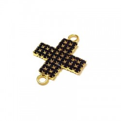 Conector de Metal Cruz con Strass 20x28mm