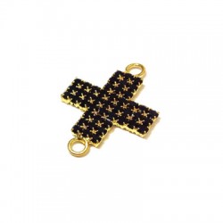 Cross with Strass 20x28mm w/2 Rings