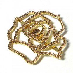 Borchia in Metallo Rosa con Strass 50mm